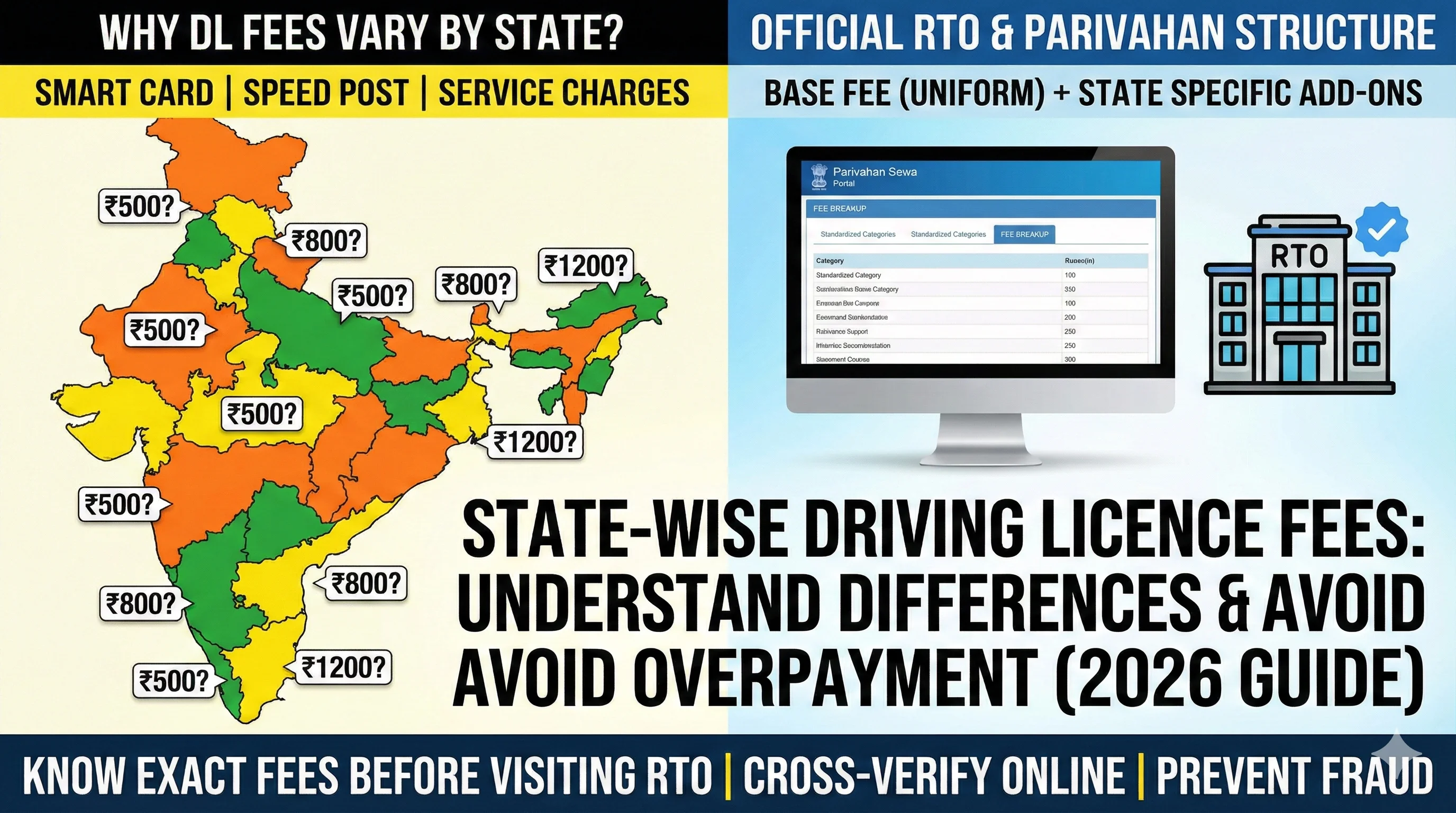 Driving Licence Fees State-wise
